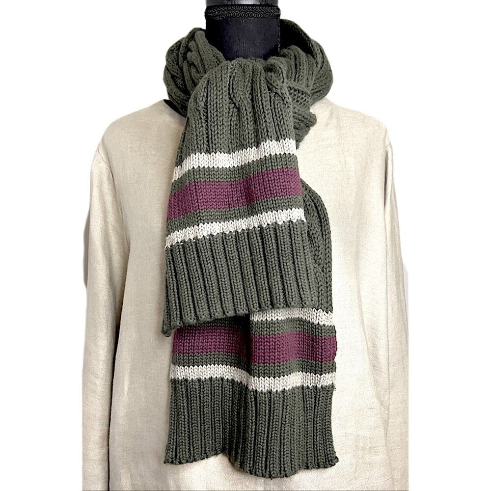 ⚡️SOLD ⚡️ Brooks Brothers Scarf, Wool / Cotton Blend . Army green w- purple & cr
